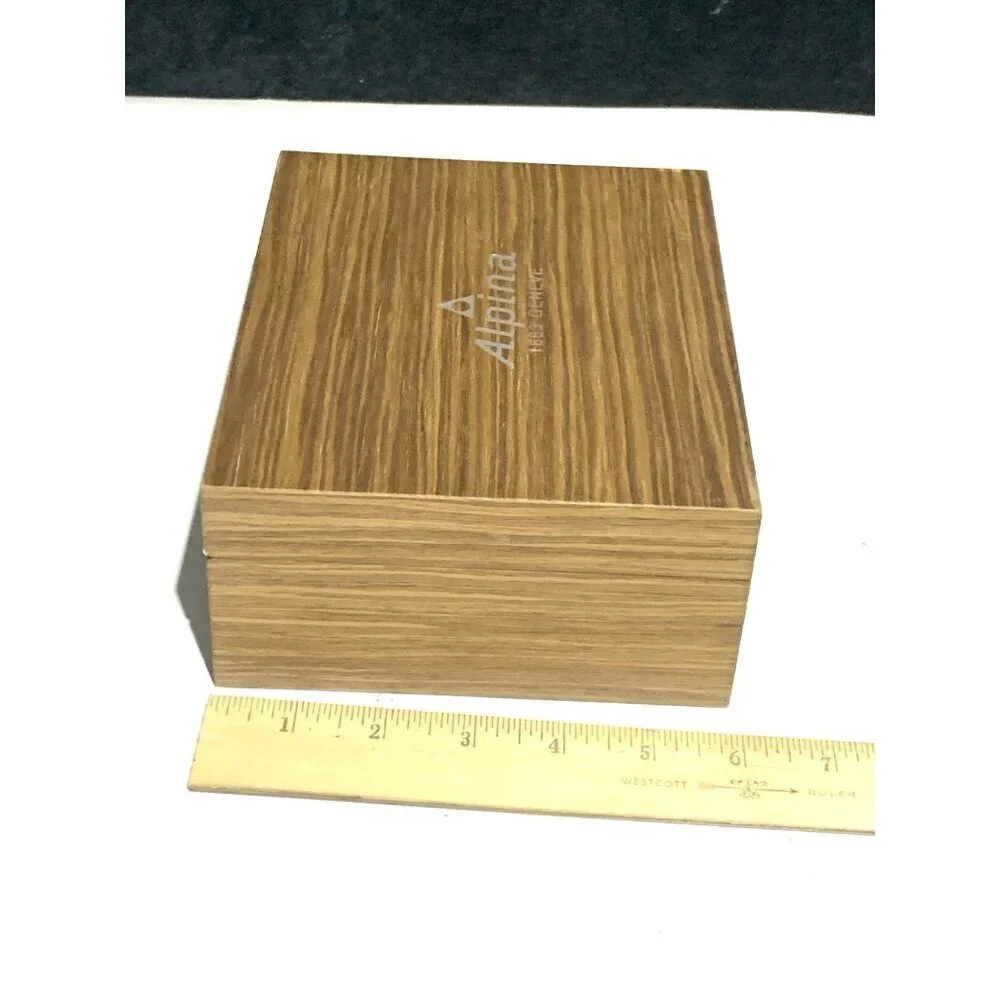 Alpina Watch Box Presentation Brown Wooden Case Startimer Pilot 99 Display Empty